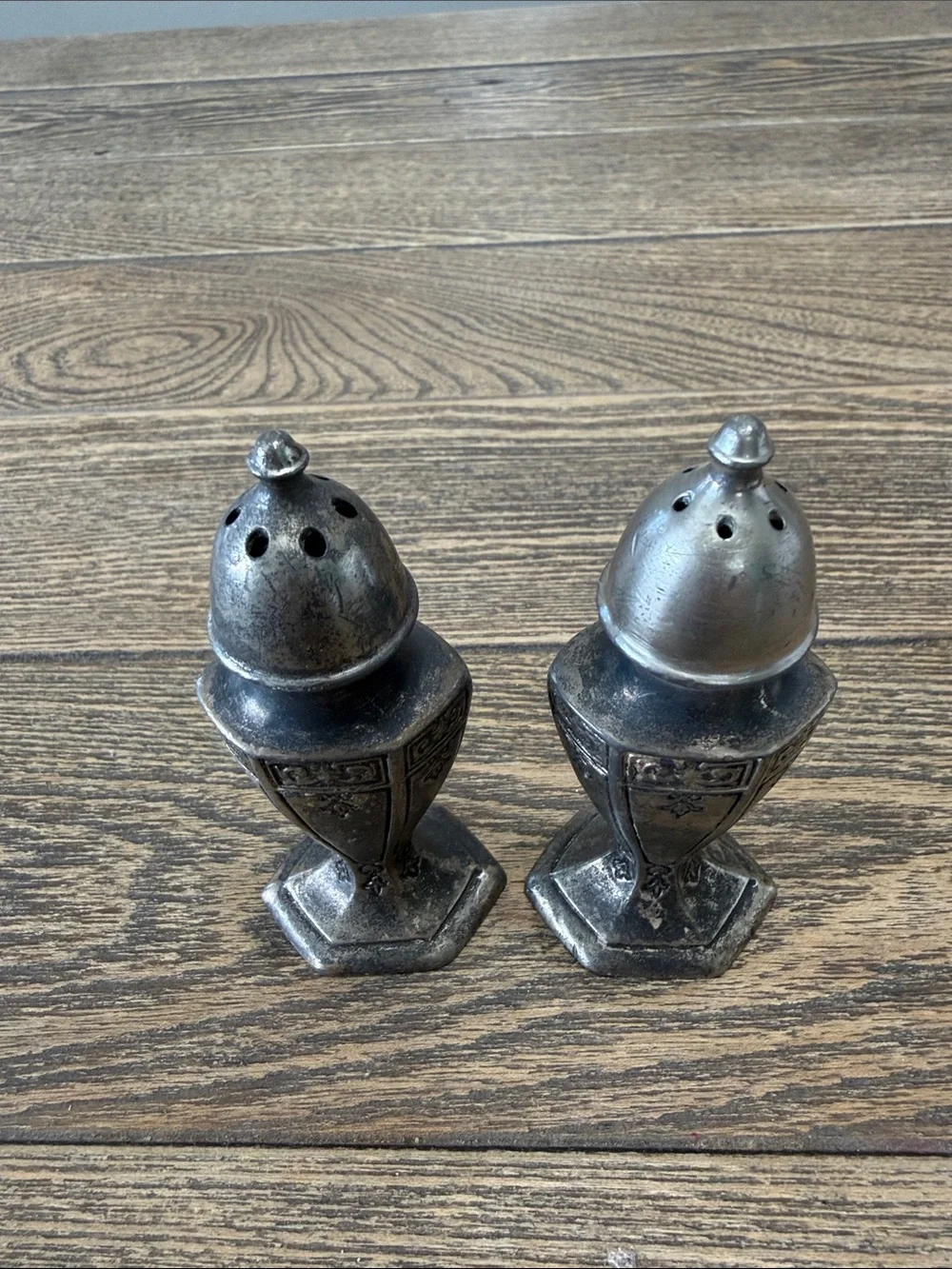 Vintage Avon Silver Metal Salt & Pepper Shaker Set